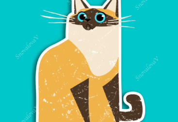 сиамская кошка иллюстрация, рисунок