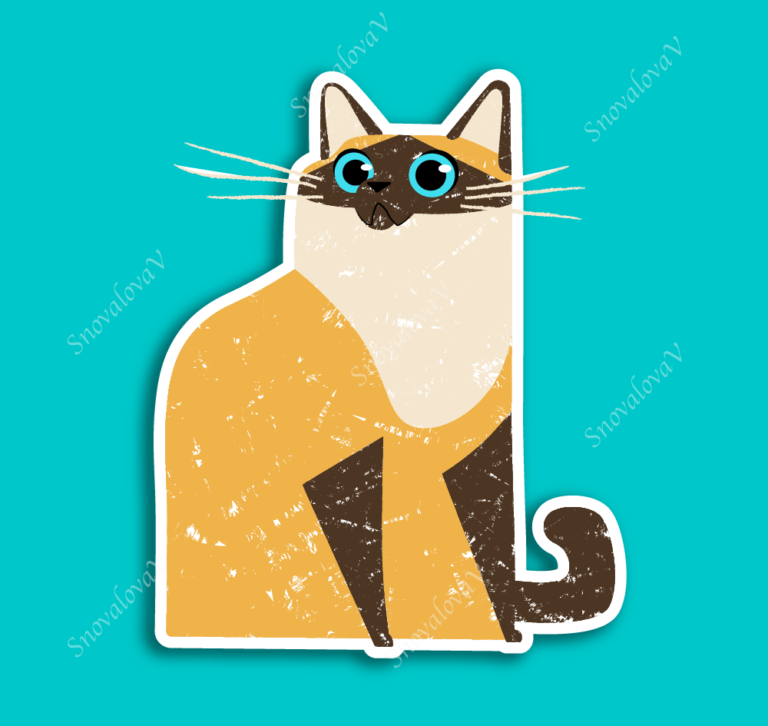 сиамская кошка иллюстрация, рисунок
